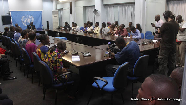 Point de presse hebdomadaire de la MONUSCO à Kinshasa. Photo © Radio Okapi/ Ph. John Bompengo.