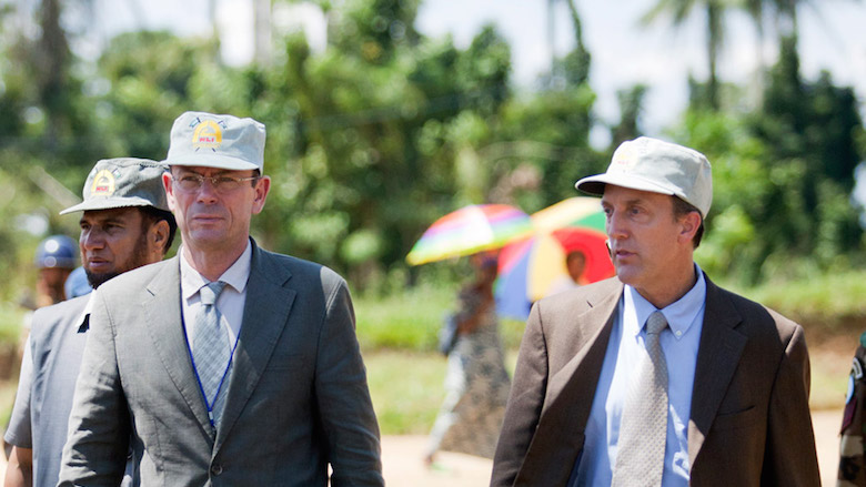 Chef de la Division des droits de l'Homme de la MOnusco, Scott Campbelle (droite) et Secrétaire Général adjoint des Nations Unies aux Droits de l’homme, Ivan Šimonović (gauche). Photo © UN Photo/Sylvain Liechti.