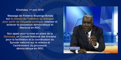 Kinshasa, 17 juin 2016 : Message de F. Boyenga Bofala sur la relance de l'initiative du dialogue pour sortir de l'impasse politique